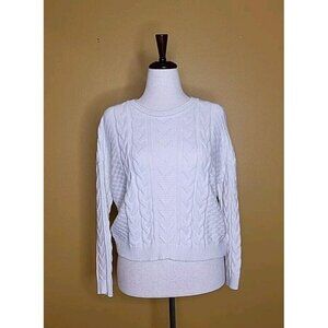 Cyrus Knits Sweater Womens Large Cream Ivory Cableknit Fisherman Winter White‎